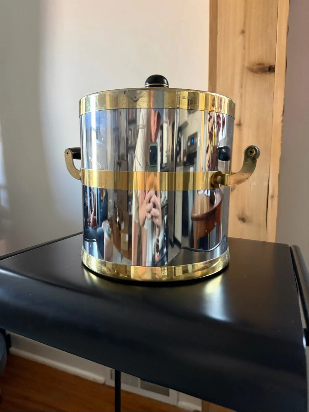 Midcentury Modern Vintage Chrome & Brass Ice Bucket